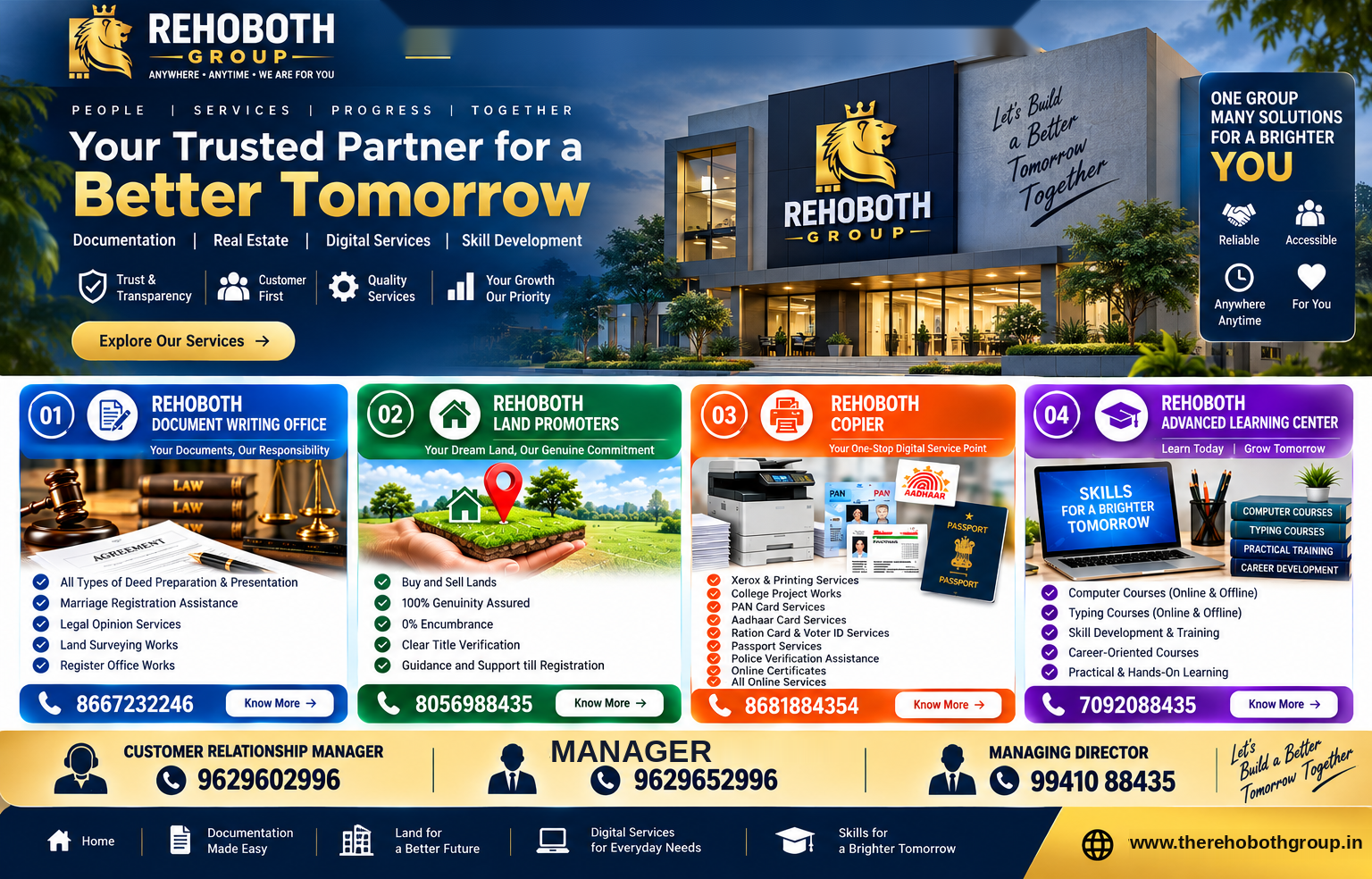 REHOBOTH GROUP Front Page